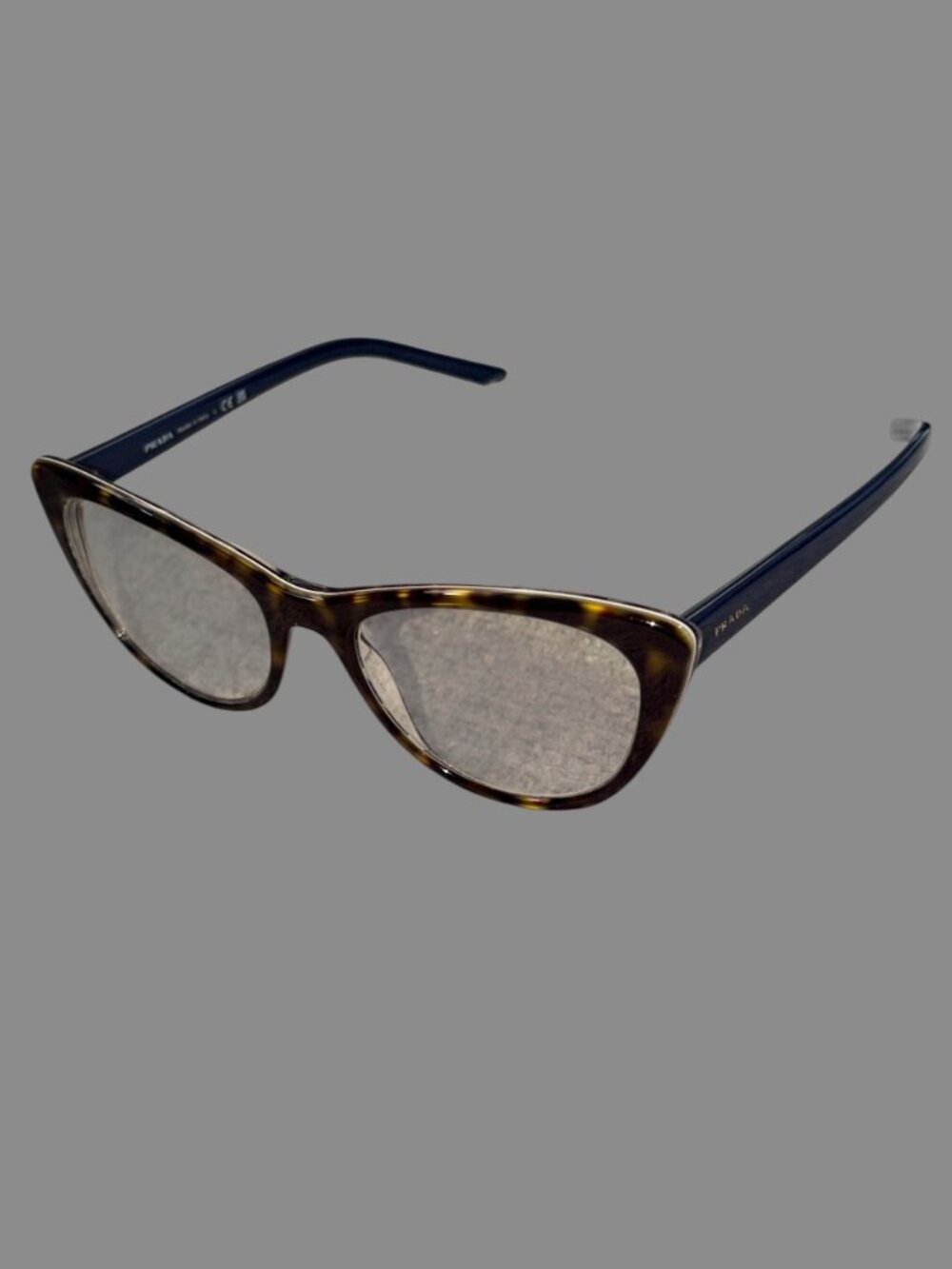 Prada VPR 05X Cat Eye Eyeglasses Tortoise Blue 53-18-140 Made in Italy Case - Picture 4 of 14